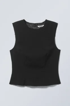 Weekday SLEEVELESS FRAYED SUITING TOP black Hot