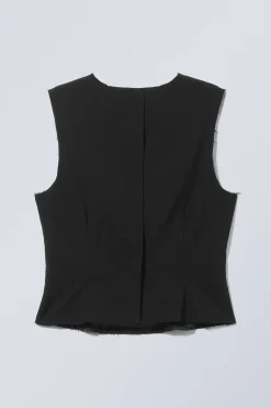 Weekday SLEEVELESS FRAYED SUITING TOP black Hot