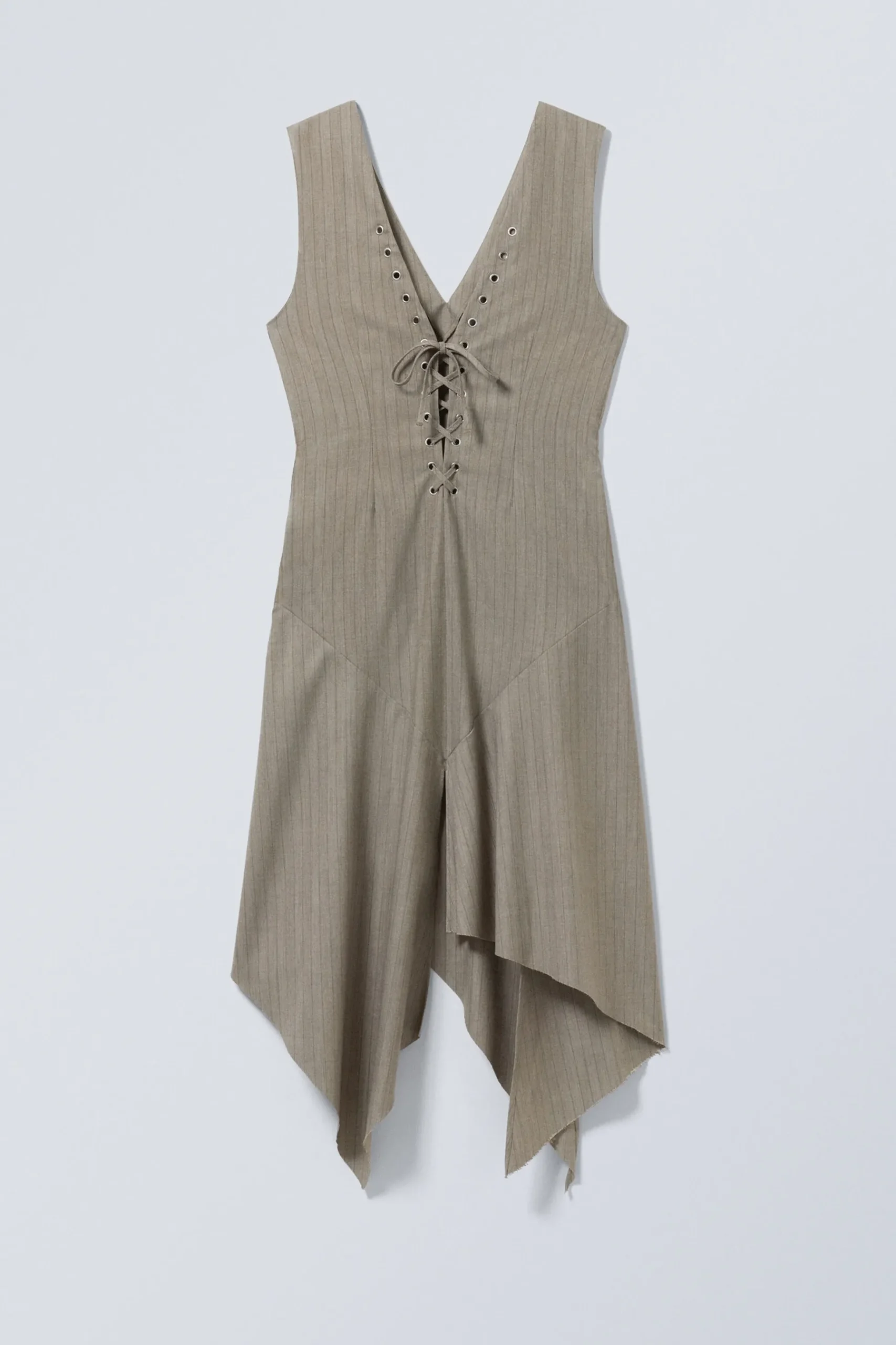 Weekday SLEEVELESS LACING MIDI DRESS striped dusty beige Hot