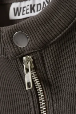 Weekday SLEEVELESS RIBBED ZIP-TOP dark grey Shop