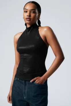 Weekday SLEEVELESS SHINY HALTERNECK TOP black Store