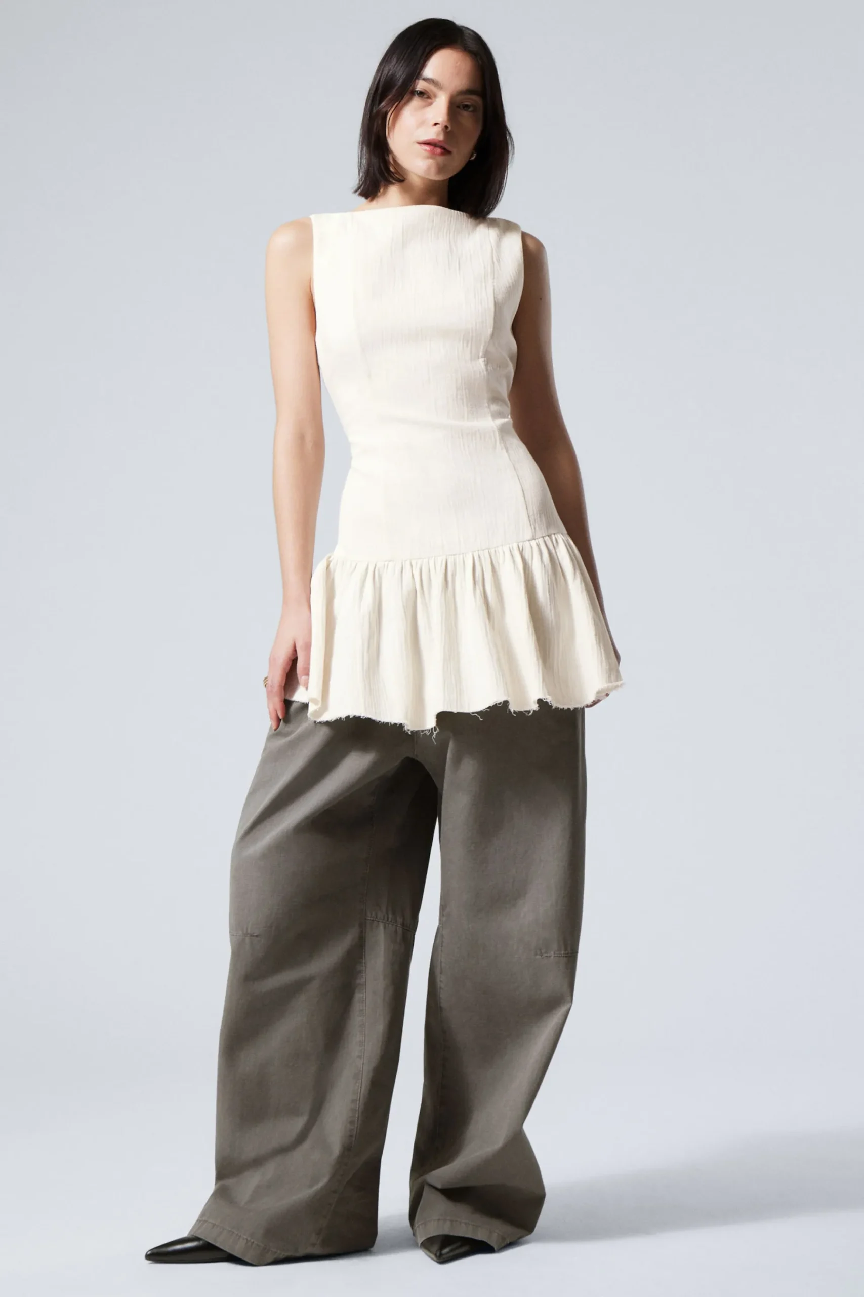 Weekday SLEEVELESS TWILL MINI DRESS white Best