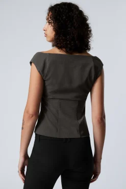 Weekday SLEEVELESS WIDE NECK TOP dark grey Store