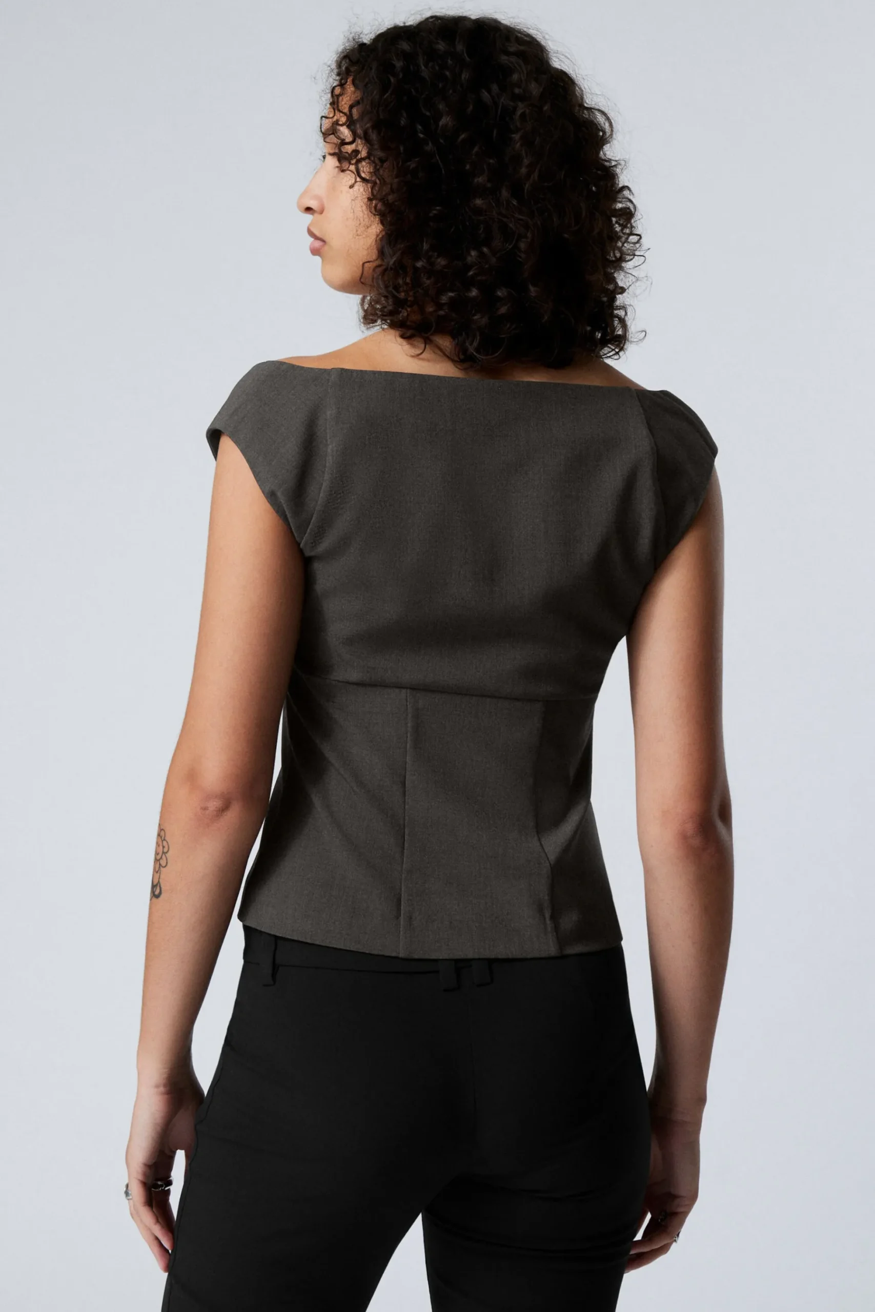 Weekday SLEEVELESS WIDE NECK TOP dark grey Store