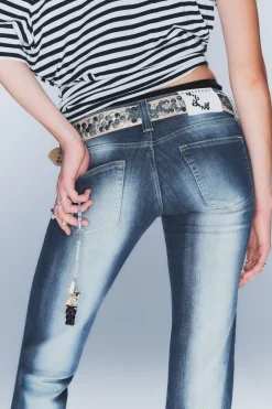 Weekday SLEEZIE LOW WAIST SKINNY STRAIGHT JEANS blue spray Fashion