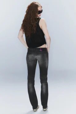 Weekday SLEEZIE LOW WAIST SKINNY STRAIGHT JEANS swab black Sale
