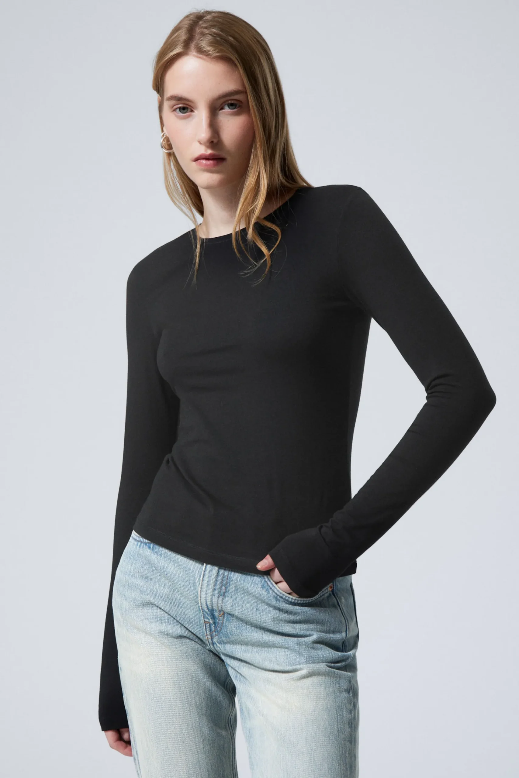 Weekday SLIM FITTED LONG SLEEVE black Best