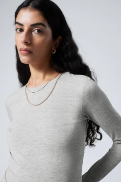 Weekday SLIM FITTED LONG SLEEVE dusty grey Outlet