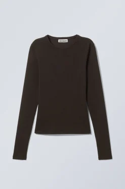 Weekday SLIM FITTED LONG SLEEVE dark brown Outlet