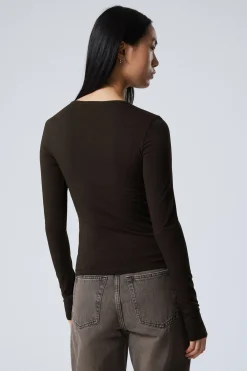 Weekday SLIM FITTED LONG SLEEVE dark brown Outlet