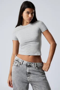 Weekday SLIM FITTED T-SHIRT grey Store