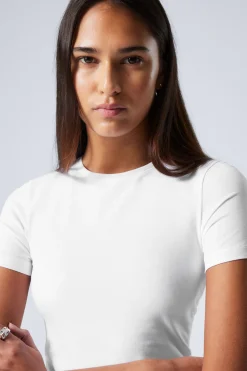 Weekday SLIM FITTED T-SHIRT white Fashion
