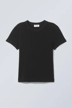 Weekday SLIM FITTED T-SHIRT black Cheap