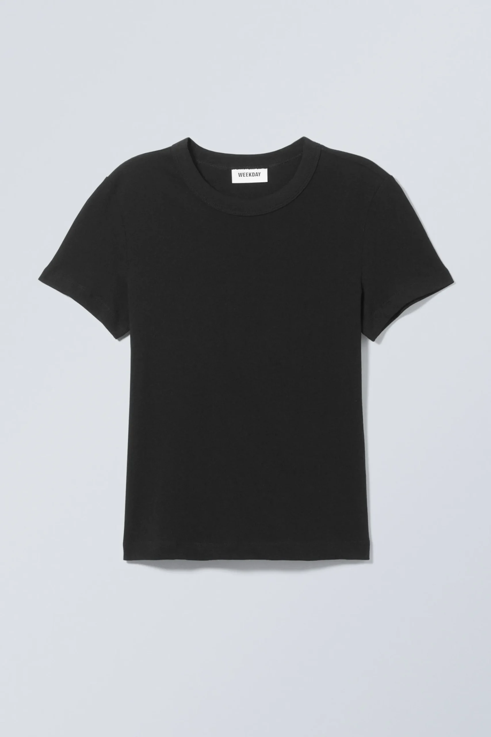 Weekday SLIM FITTED T-SHIRT black Cheap
