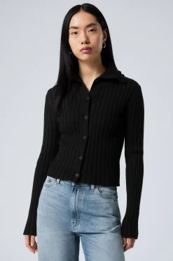 Weekday SLIM KNITTED TURTLENECK CARDIGAN black Flash Sale
