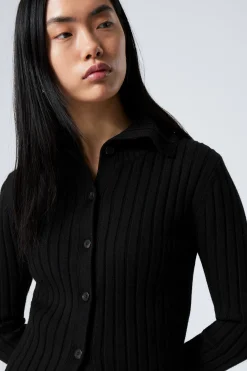 Weekday SLIM KNITTED TURTLENECK CARDIGAN black Flash Sale