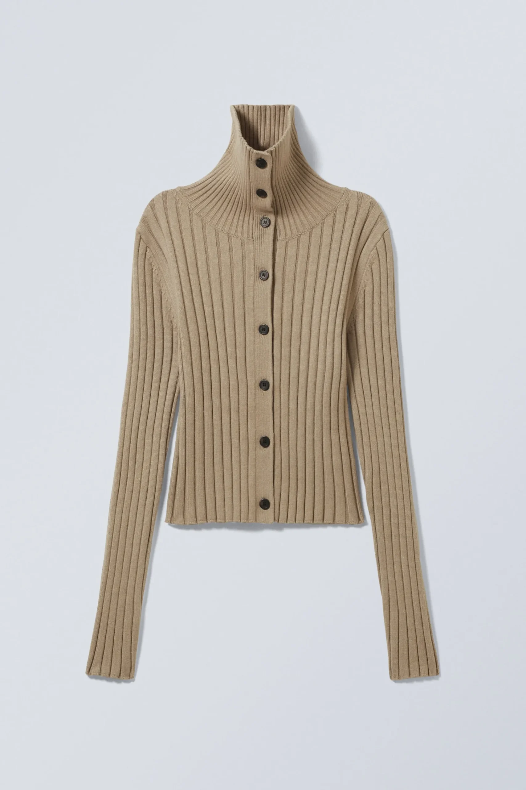 Weekday SLIM KNITTED TURTLENECK CARDIGAN dusty beige Online