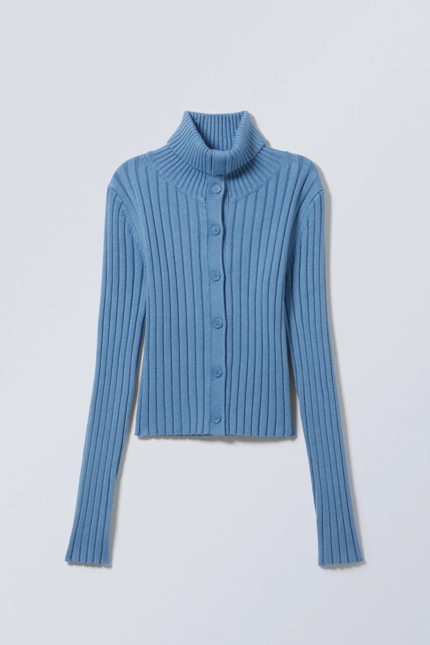 Weekday SLIM KNITTED TURTLENECK CARDIGAN light blue Cheap