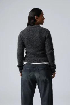 Weekday SLIM KNITTED ZIP CARDIGAN dark grey melange Cheap