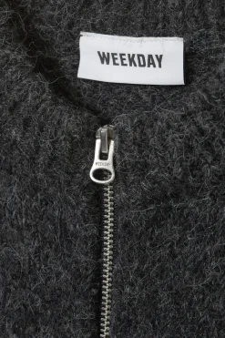 Weekday SLIM KNITTED ZIP CARDIGAN dark grey melange Cheap
