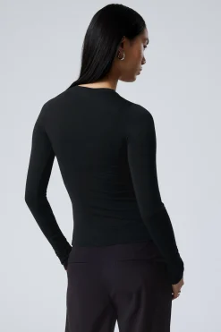 Weekday SLIM LONG-SLEEVED BUTTONED CARDIGAN black Cheap