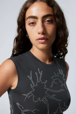 Weekday SLIM SLEEVELESS STUD TOP dark grey Shop