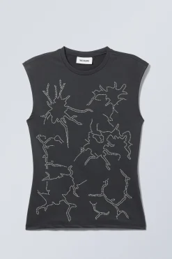 Weekday SLIM SLEEVELESS STUD TOP dark grey Shop