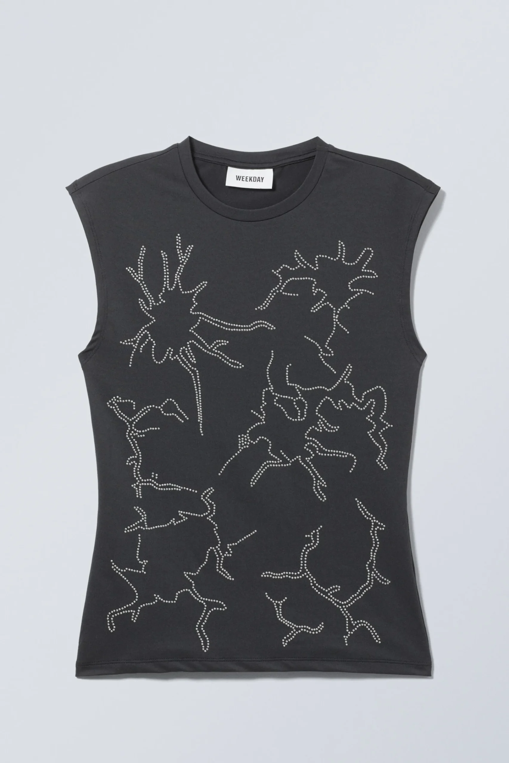 Weekday SLIM SLEEVELESS STUD TOP dark grey Shop