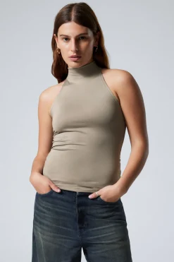 Weekday SLIM SLEEVELESS TURTLENECK TOP light dusty mole Online