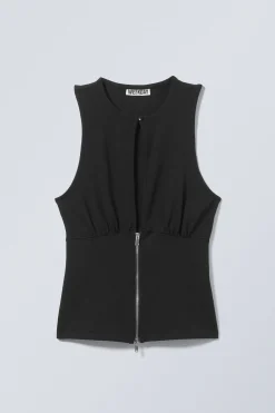Weekday SLIM SLEEVELESS ZIP TOP black Store