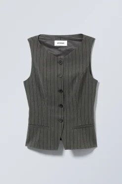 Weekday SLIM SUITING WAISTCOAT dark grey stripe Outlet