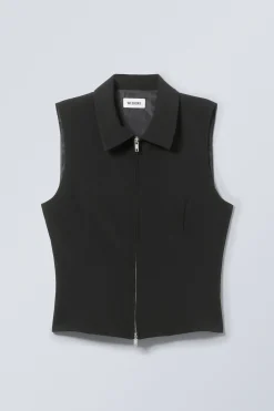 Weekday SLIM ZIP VEST TOP black Discount