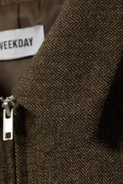 Weekday SLIM ZIP VEST TOP dark brown herringbone Discount
