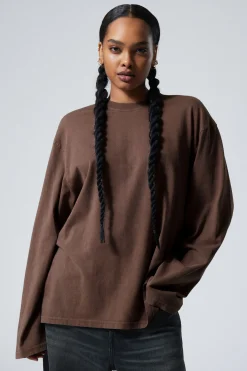 Weekday SOFT OVERSIZED LONG SLEEVE TOP washed dark mole Flash Sale