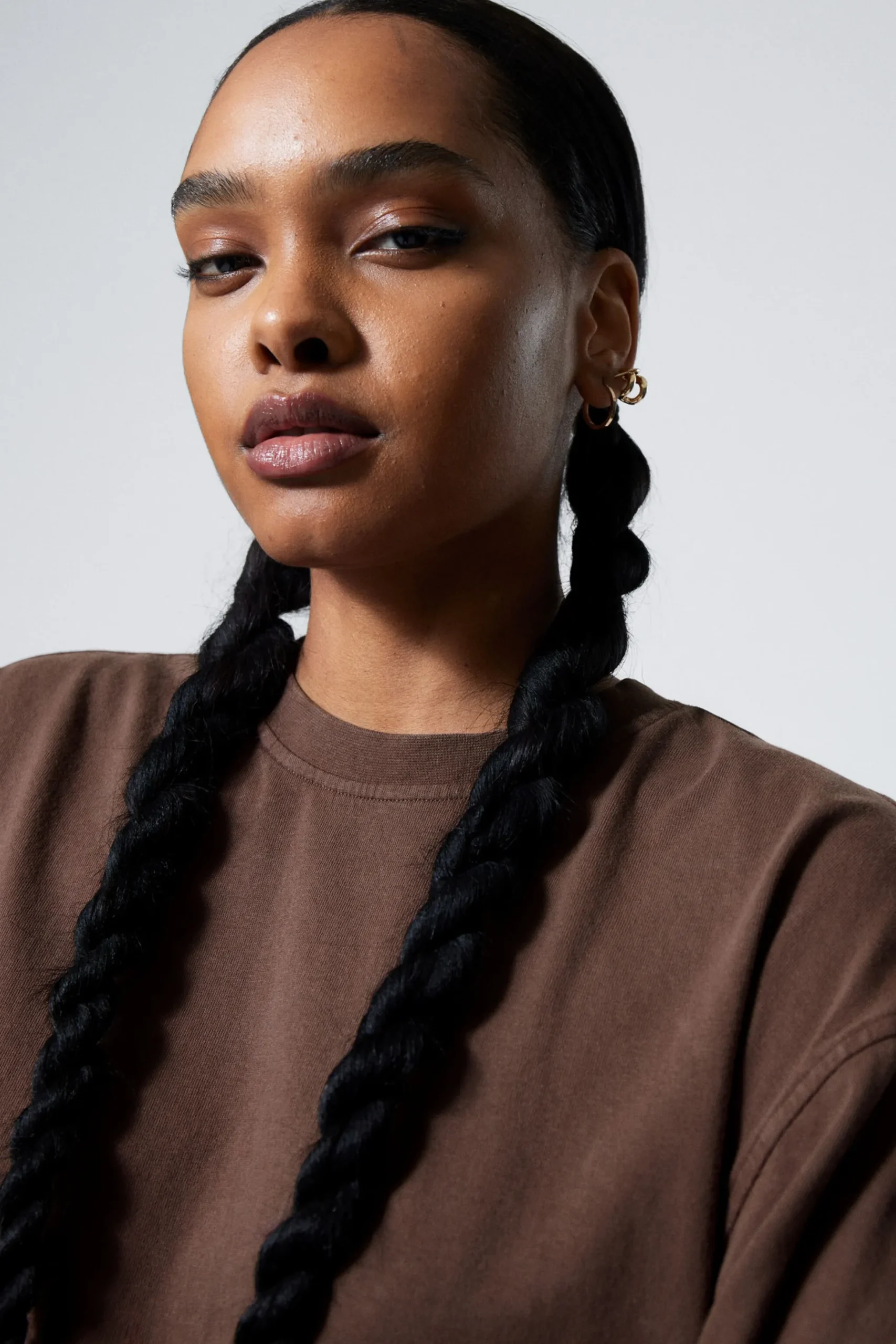 Weekday SOFT OVERSIZED LONG SLEEVE TOP washed dark mole Flash Sale