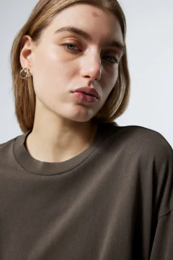 Weekday SOFT OVERSIZED T-SHIRT washed dark brown Flash Sale