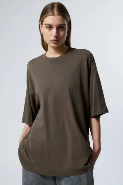 Weekday SOFT OVERSIZED T-SHIRT washed dark brown Flash Sale