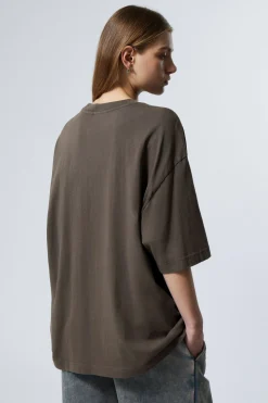 Weekday SOFT OVERSIZED T-SHIRT washed dark brown Flash Sale