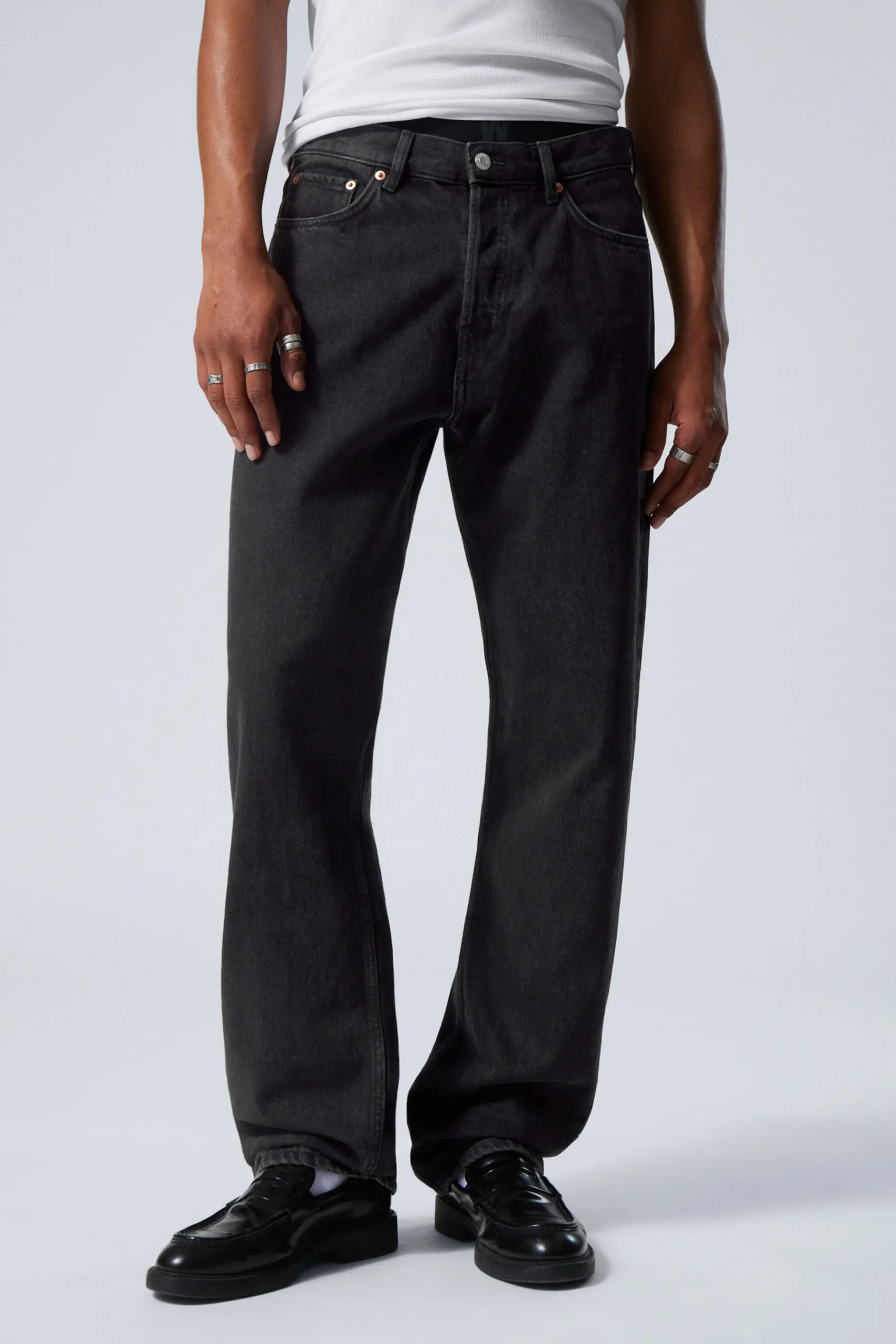 Weekday SPACE RELAXED STRAIGHT LEG JEANS tuned black black Flash Sale