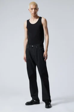 Weekday SPACE RELAXED STRAIGHT TROUSERS black pinstripe Flash Sale
