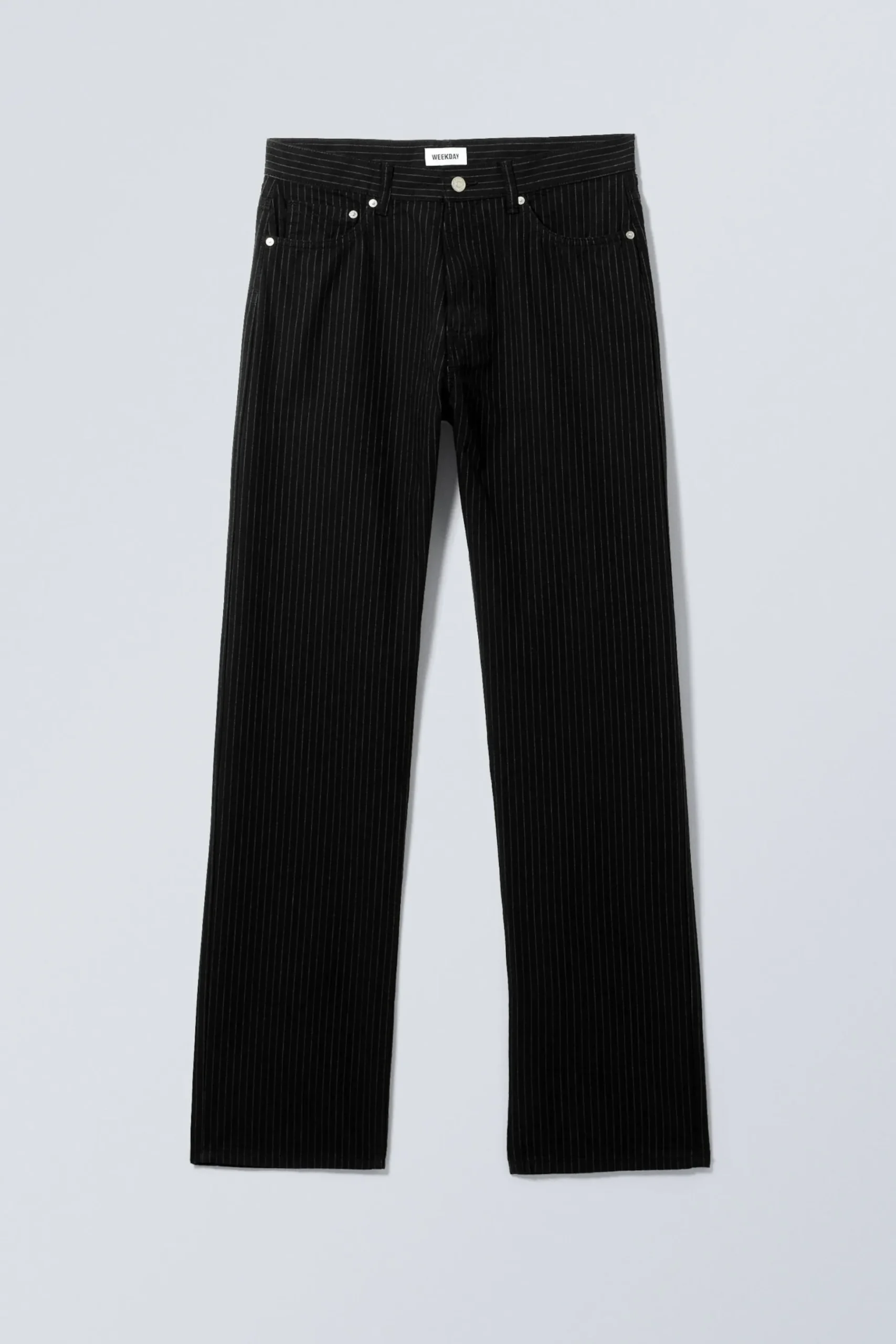 Weekday SPACE RELAXED STRAIGHT TROUSERS black pinstripe Flash Sale