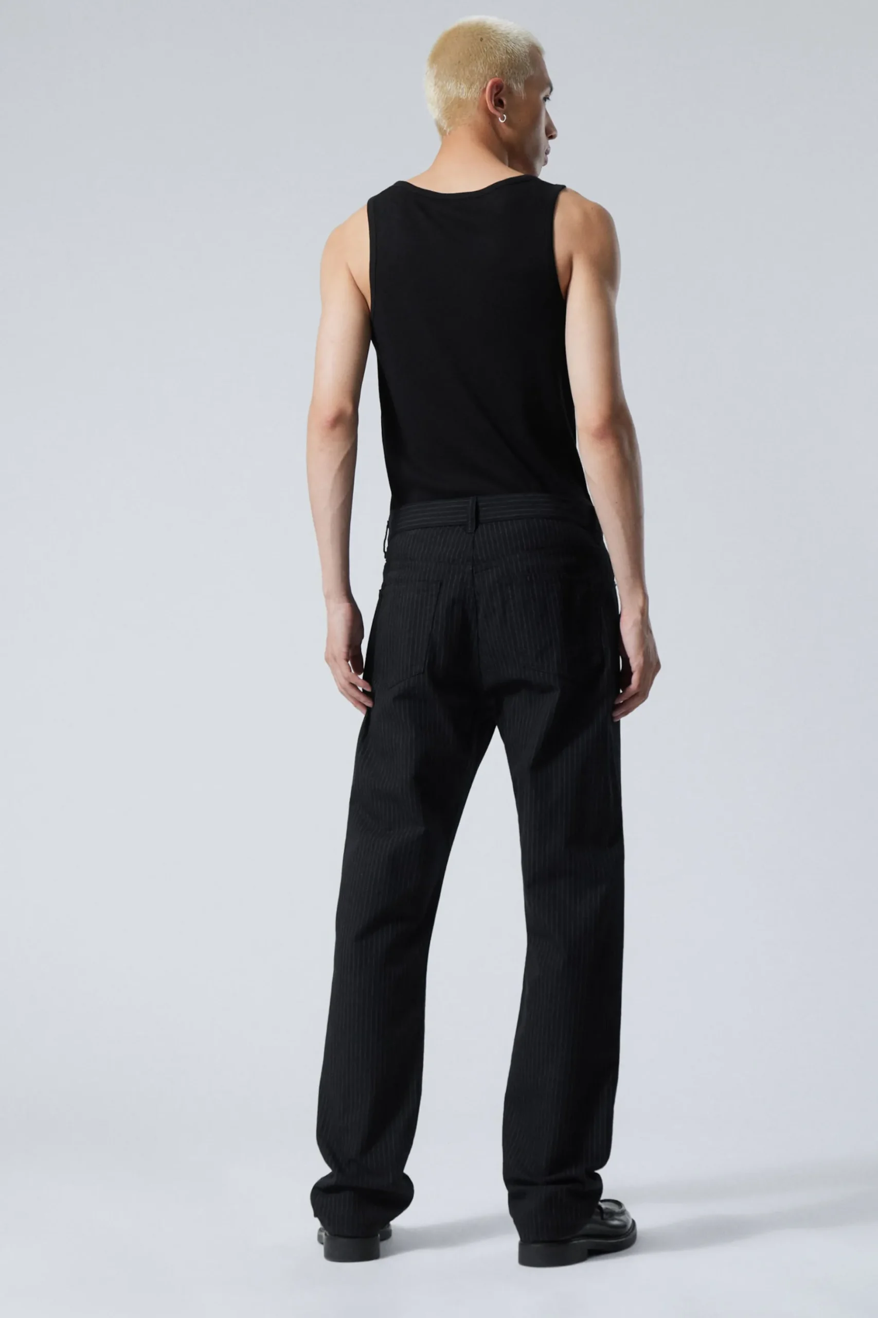 Weekday SPACE RELAXED STRAIGHT TROUSERS black pinstripe Flash Sale