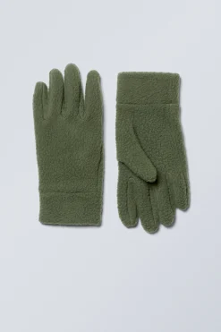 Weekday SPORTY FLEECE GLOVES dark khaki green Sale