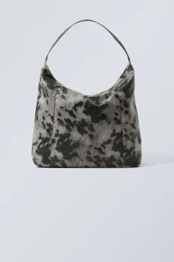 Weekday SQUARE COW SHOULDER BAG black & white cow print Hot
