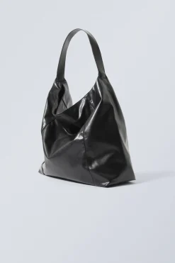 Weekday SQUARE FAUX LEATHER SHOULDER BAG black New