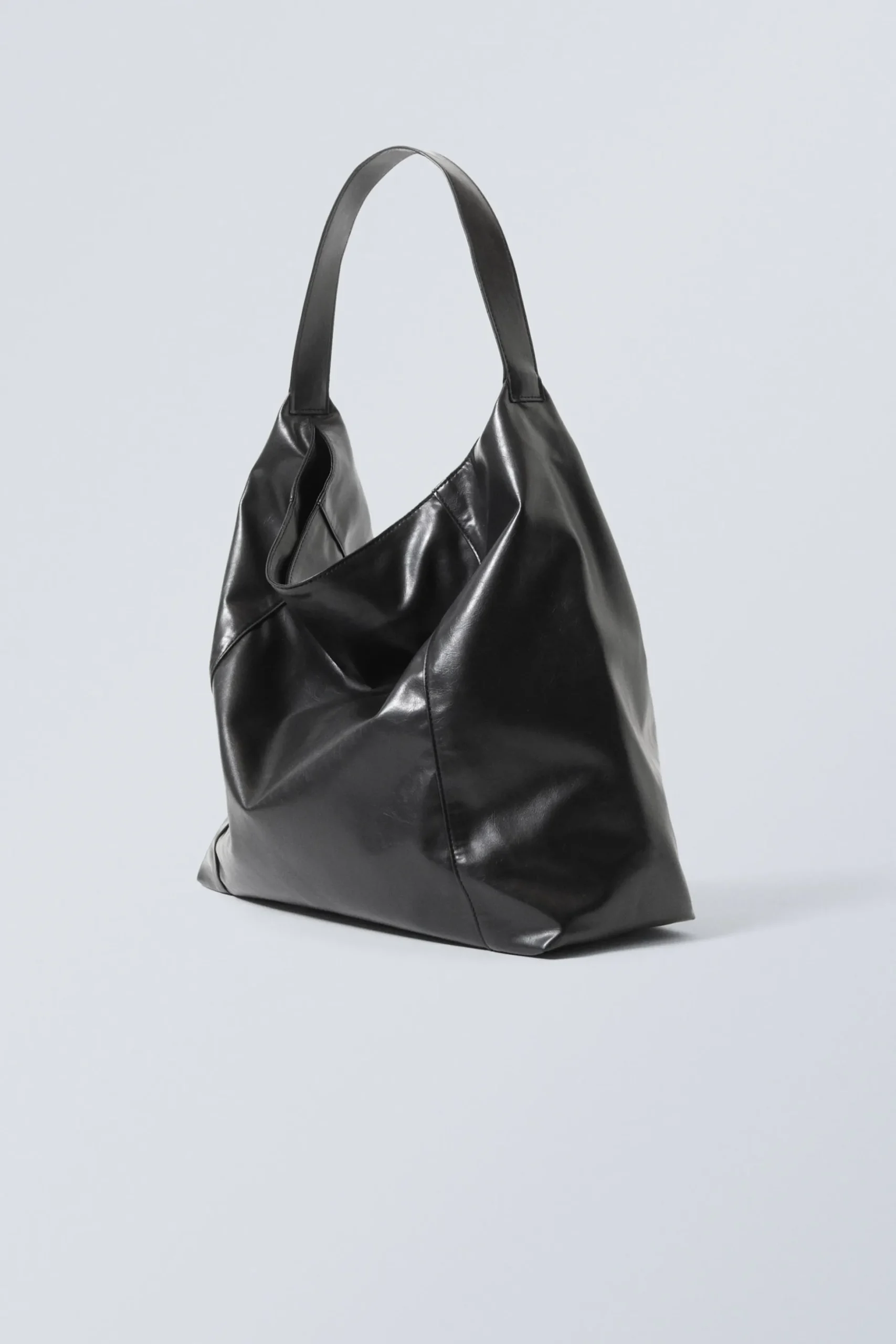 Weekday SQUARE FAUX LEATHER SHOULDER BAG black New
