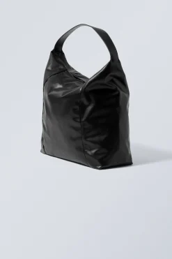 Weekday SQUARE FAUX LEATHER SHOULDER BAG black New