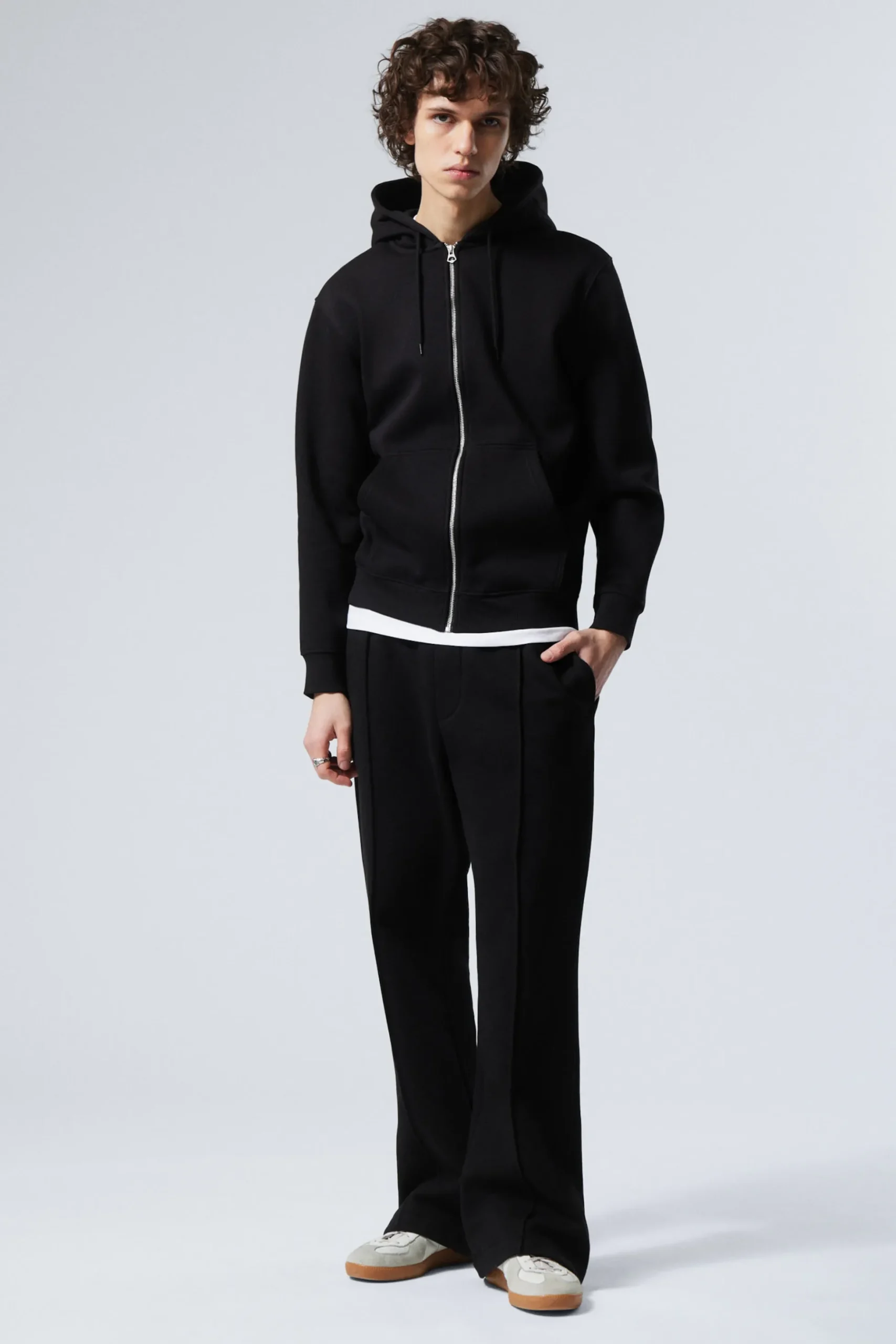 Weekday STANDARD MIDWEIGHT ZIP HOODIE black Shop