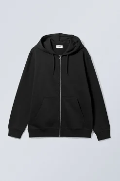Weekday STANDARD MIDWEIGHT ZIP HOODIE black Shop