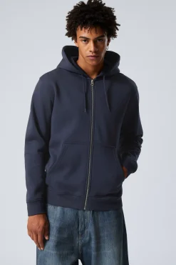 Weekday STANDARD MIDWEIGHT ZIP HOODIE dark blue Store